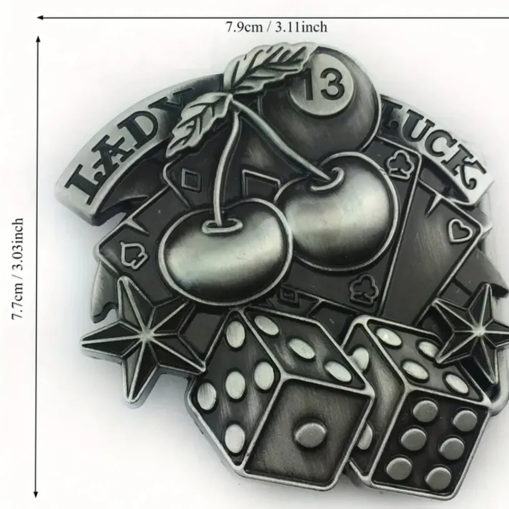 New mens lady luck belt buckle cherries dice